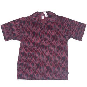 VTG 90s Gadzooks Epidemic Shirt NWT Red Black Flocked Flame Velvet USA Y2K XL
